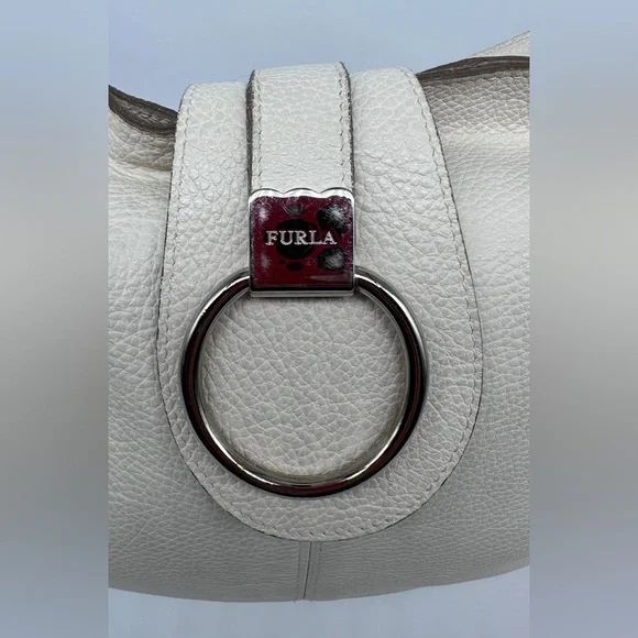 Furla Cream Pebbled Leather Ring Hobo Bag - Picture 5 of 9
